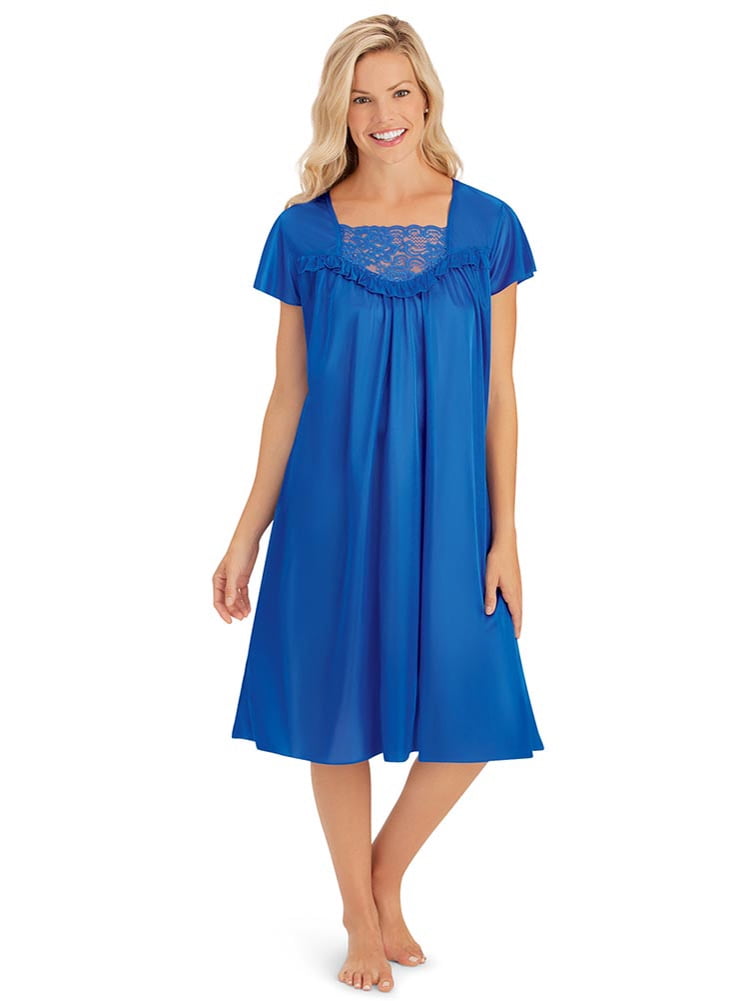 Women's Lace Inset Tricot Nightgown ...